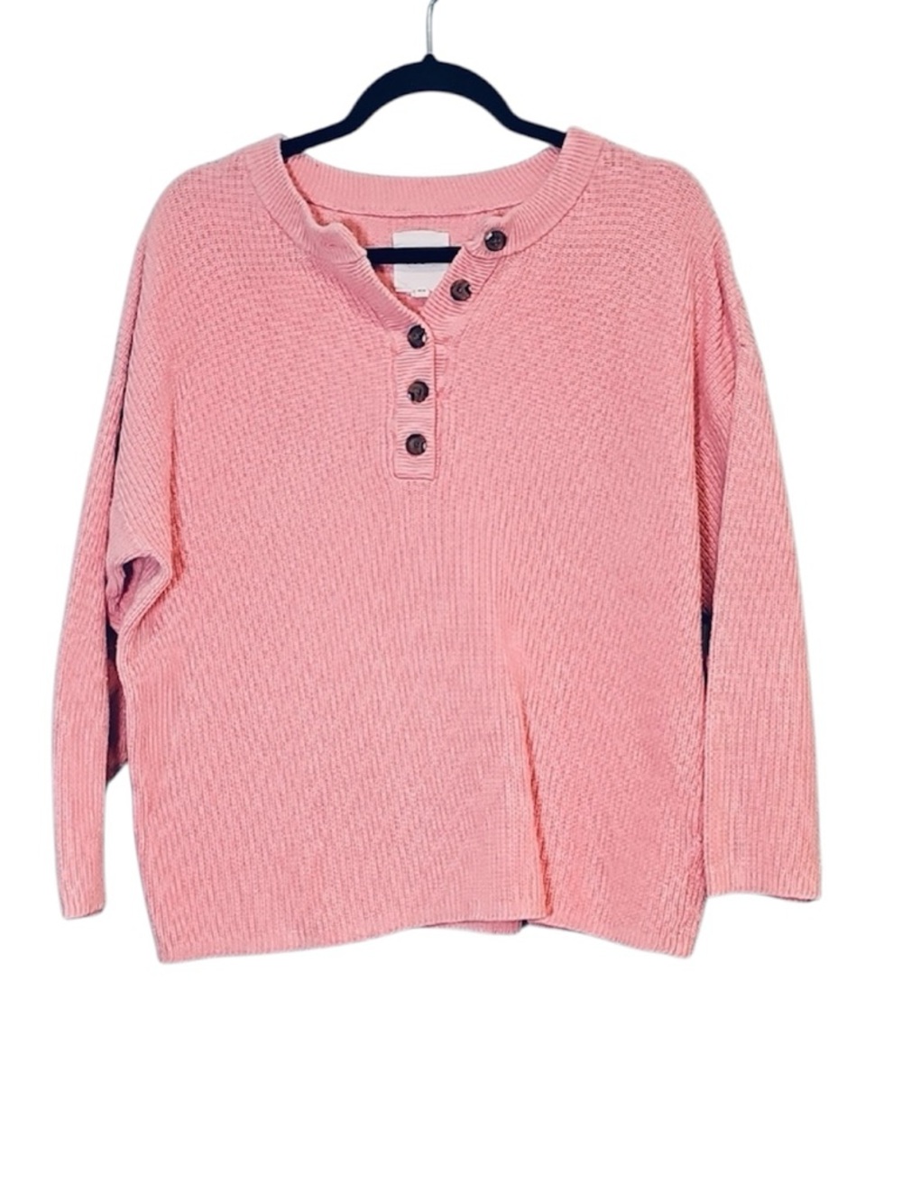 💚 Aerie Pink Button-Front Knit Top, Size M